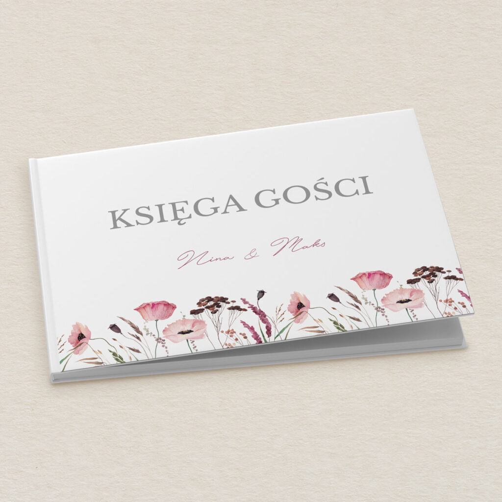 Księga gości do zaproszeń eleganckie Polne kwiaty wzór 1