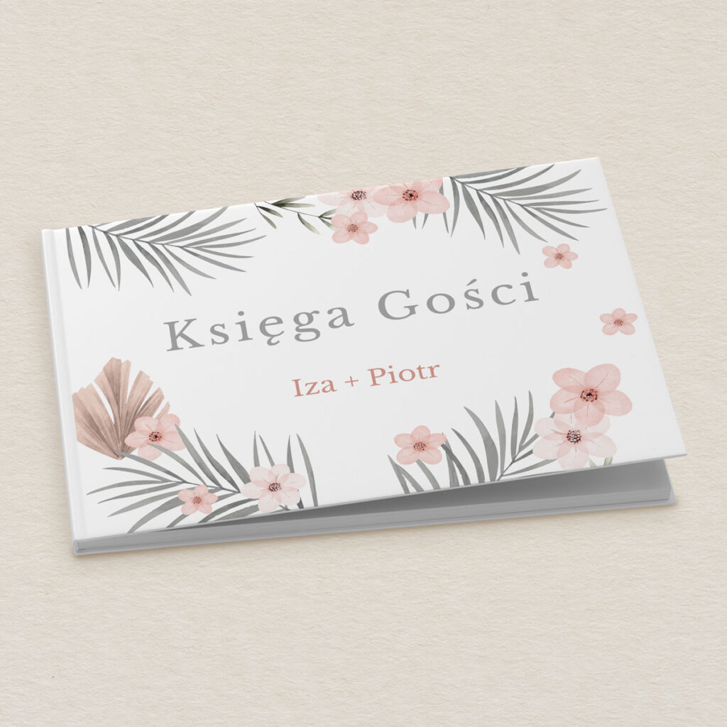 Księga gości do zaproszeń Klasyczne z kwiatami wzór 1