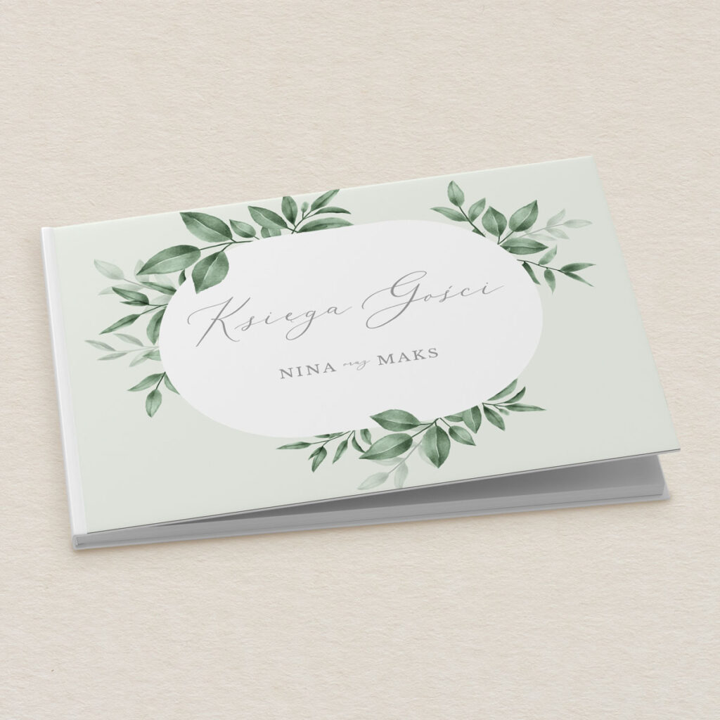 Księga gości do zaproszeń Zielone gałązki wzór 3