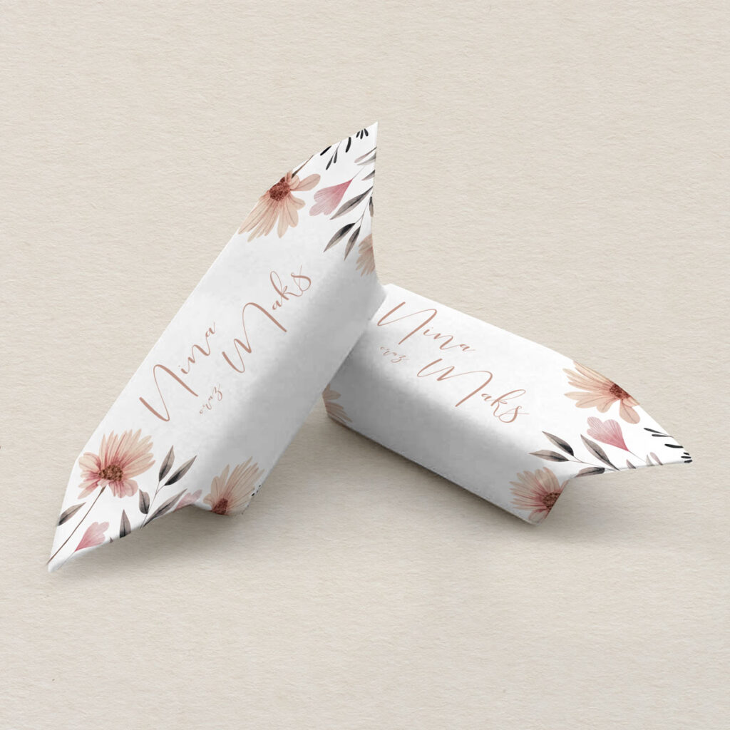 Krówki ślubne do zaproszeń eleganckie Polne kwiaty wzór 3