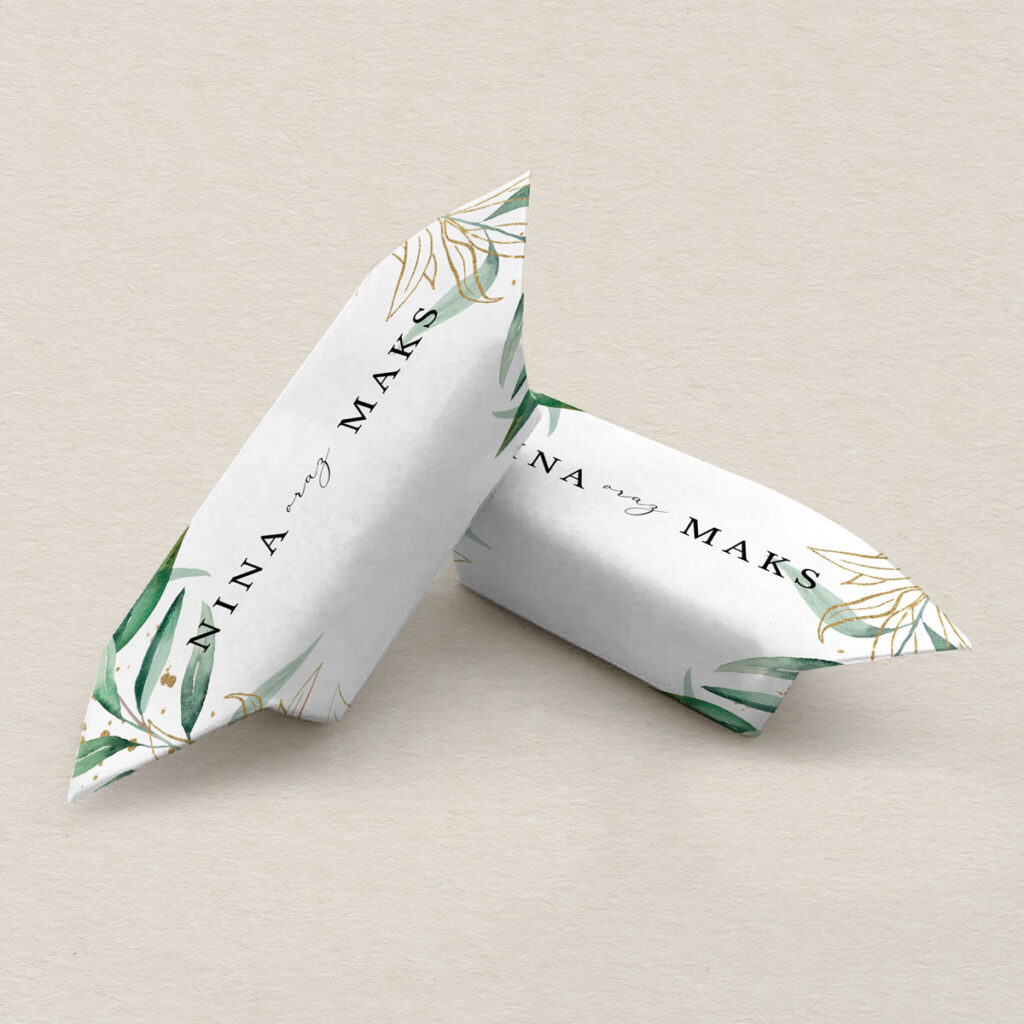 Krówki ślubne do zaproszeń Eleganckie ze złotem wzór 1