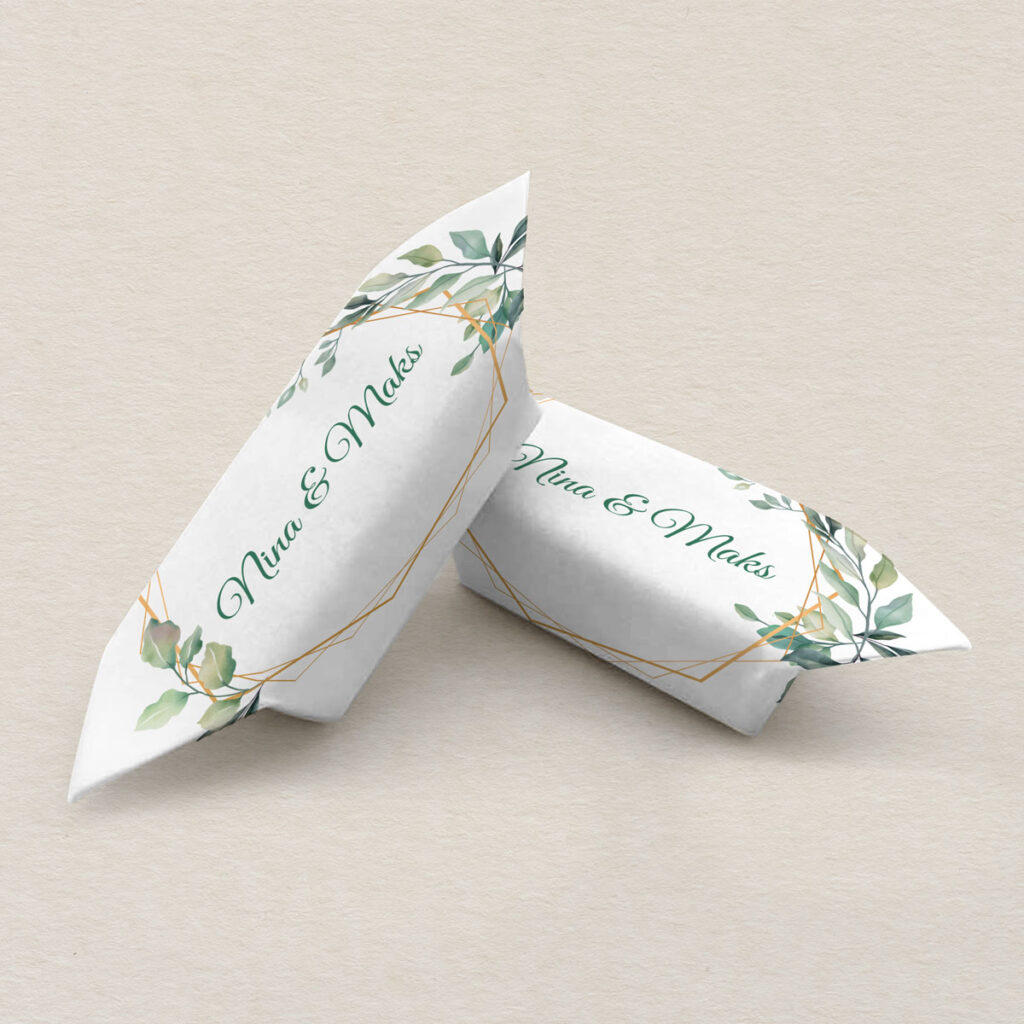 Krówki ślubne do zaproszeń Eleganckie ze złotem wzór 2