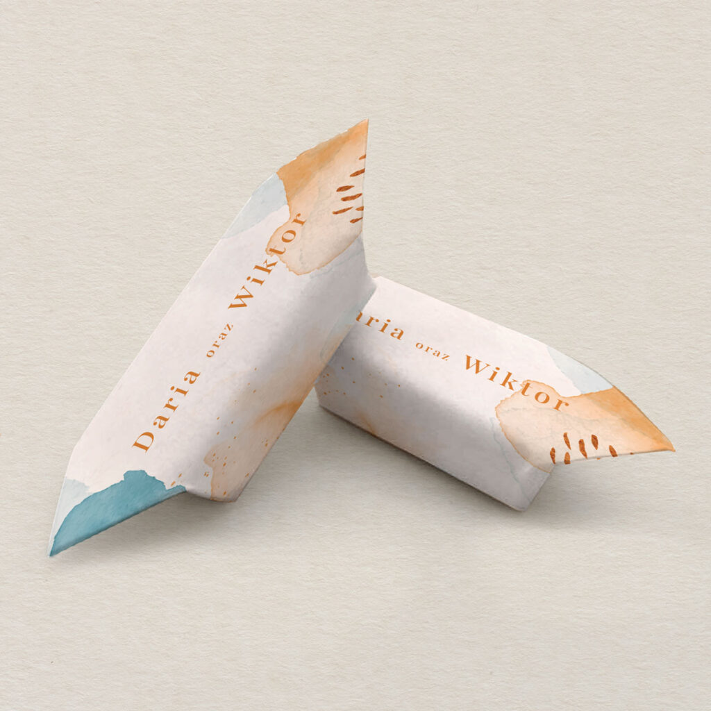 Krówki ślubne do zaproszeń elegancka Nowoczesna akwarela wzór 1