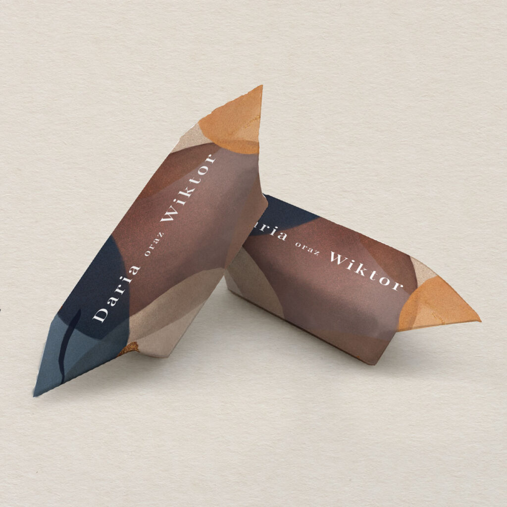 Krówki ślubne do zaproszeń elegancka Nowoczesna akwarela wzór 4