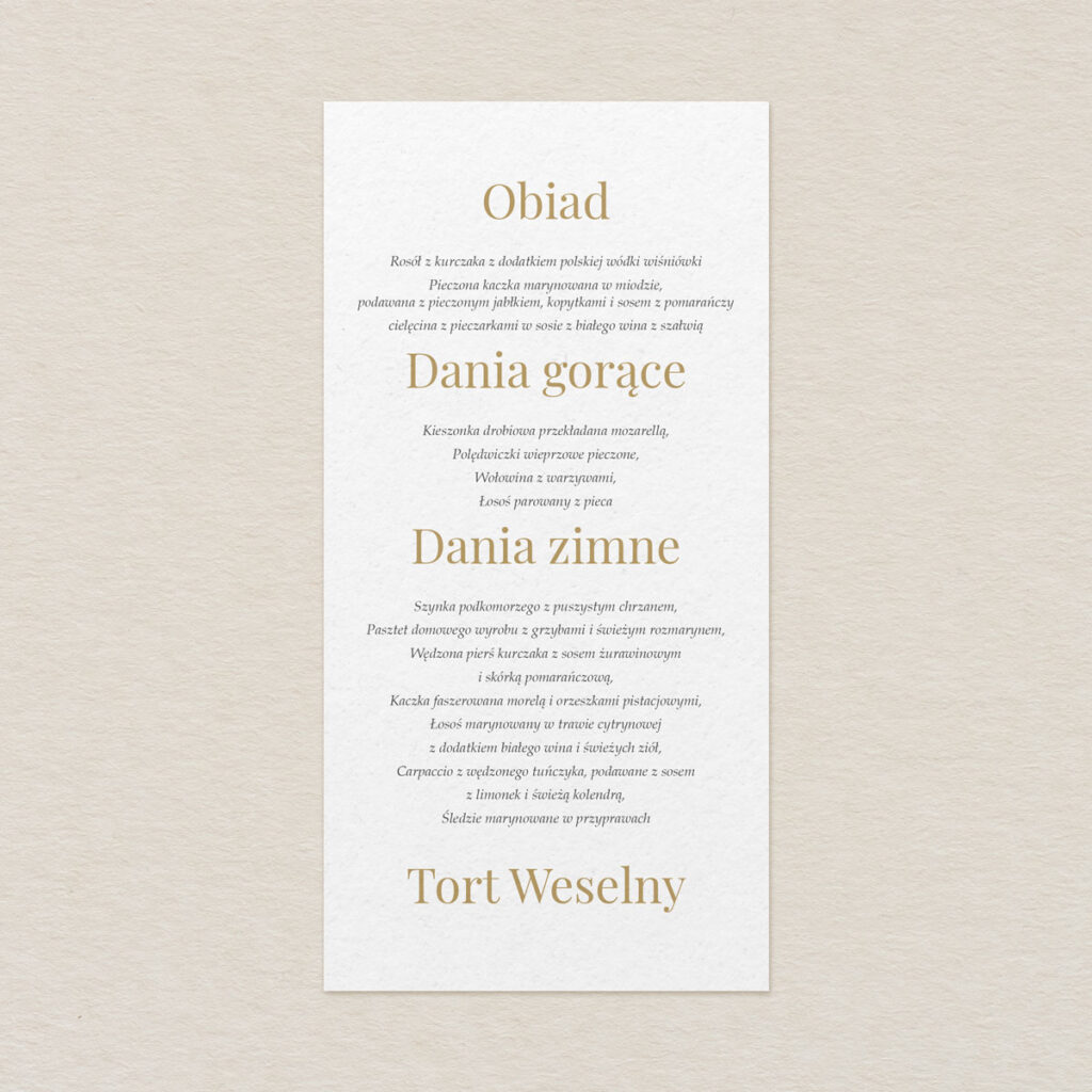 Menu do zaproszeń Fantazyjne ze zdjęciem wzór 1