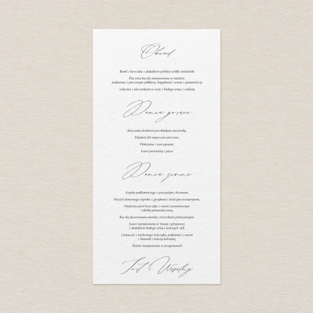 Menu do zaproszeń Fantazyjne ze zdjęciem wzór 3