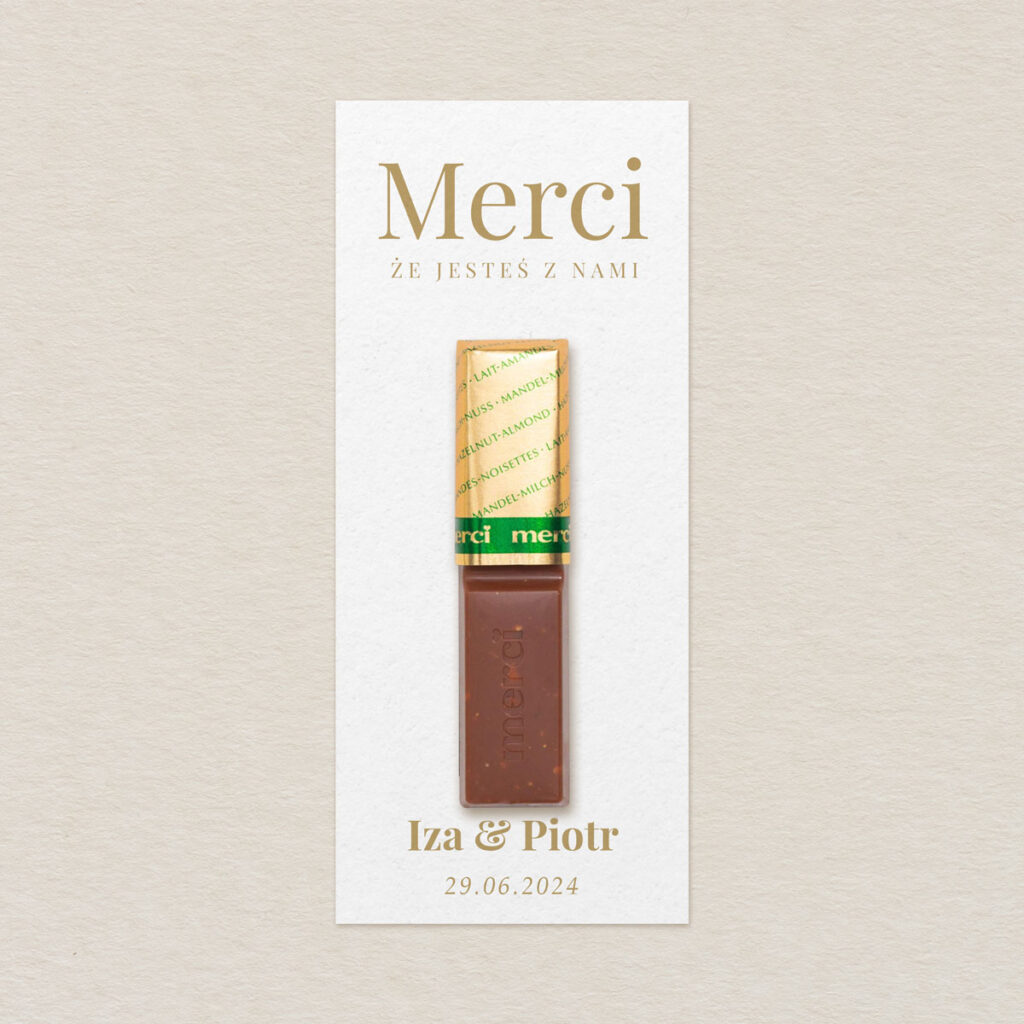 Merci do zaproszeń Fantazyjne ze zdjęciem wzór 1