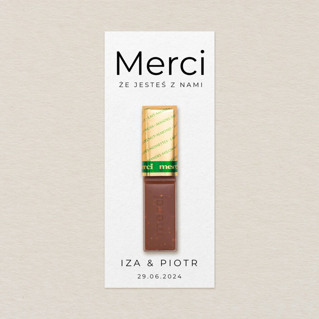 Merci do zaproszeń Fantazyjne ze zdjęciem wzór 2