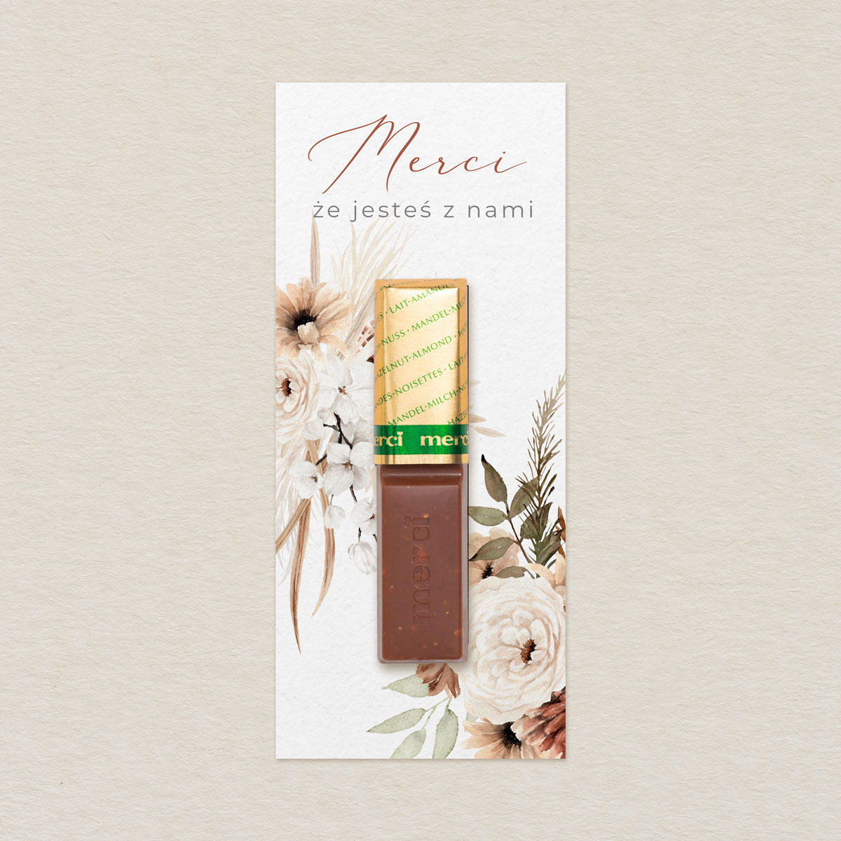 podziękowanie Merci rustykalne polne kwiaty