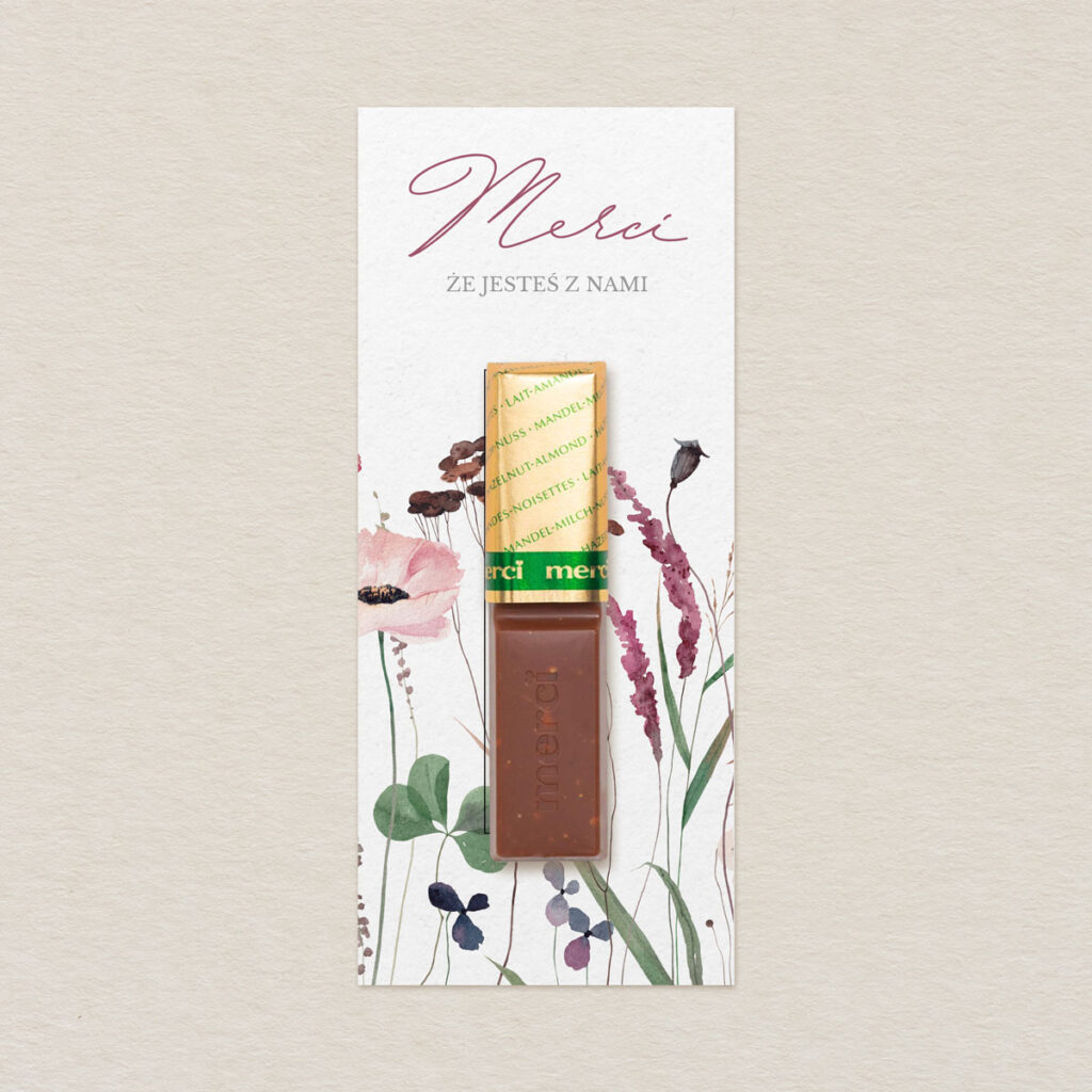 Merci do zaproszeń eleganckie Polne kwiaty wzór 1