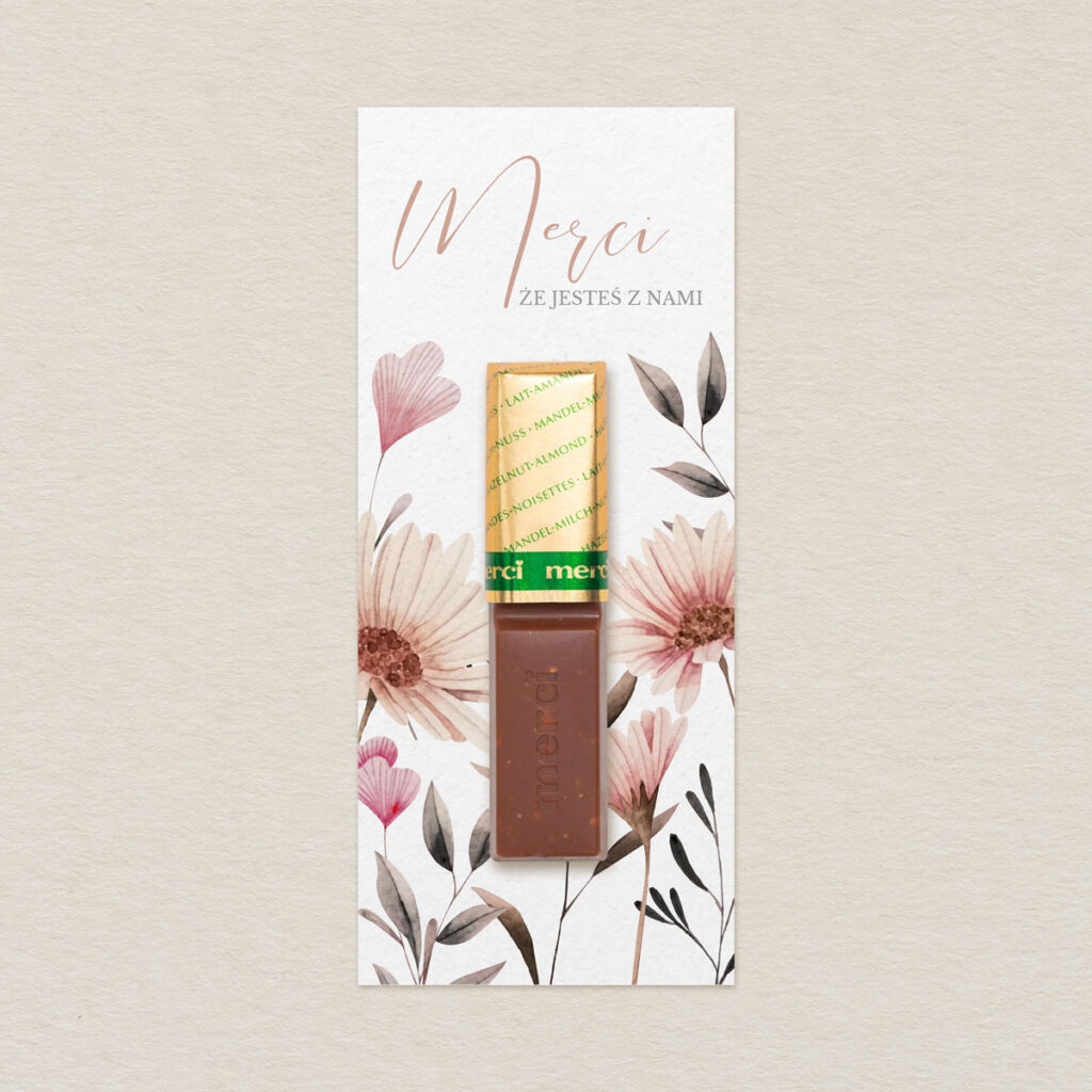 Merci do zaproszeń eleganckie Polne kwiaty wzór 3