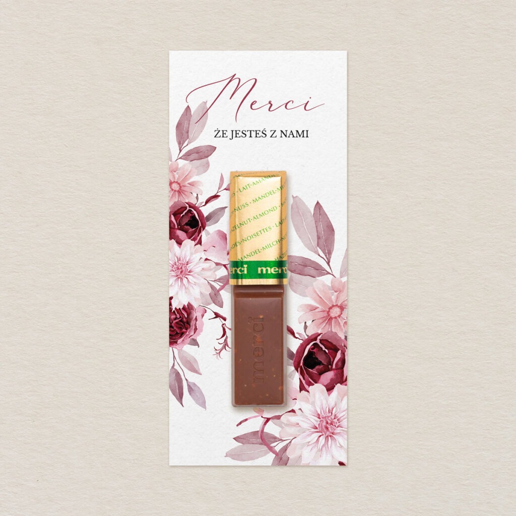 Merci do zaproszeń eleganckie Polne kwiaty wzór 4