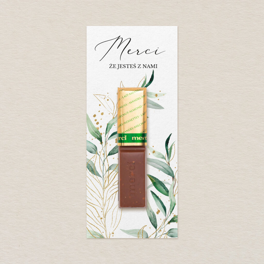 Merci do zaproszeń Eleganckie ze złotem wzór 1