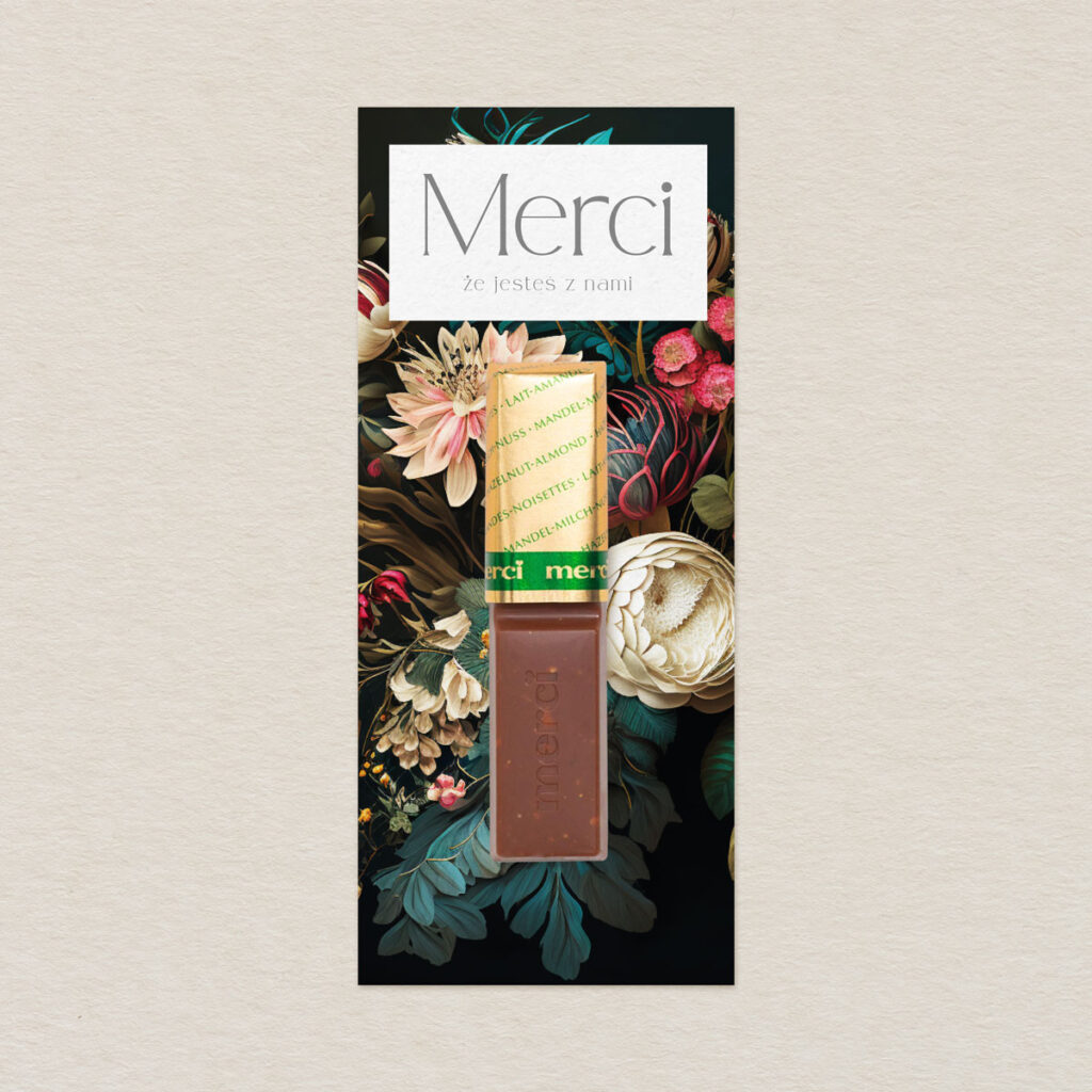 Merci do zaproszeń eleganckie Leśne wzór 1