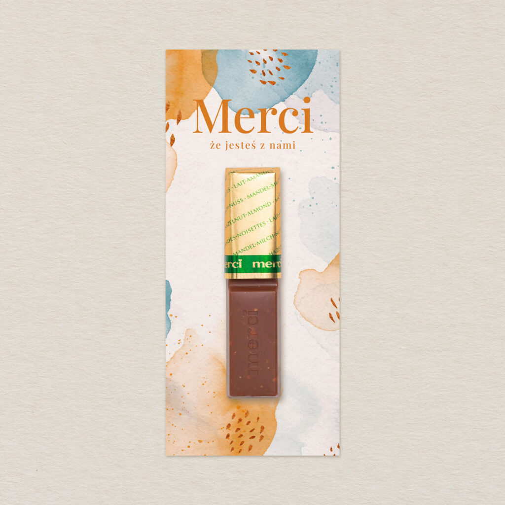 Merci do zaproszeń elegancka Nowoczesna akwarela wzór 1