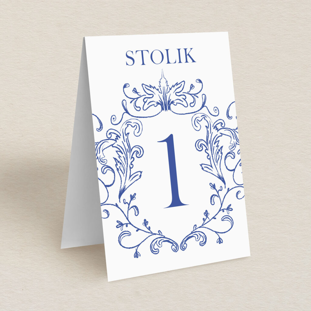 Numery stolika do zaproszeń eleganckie Barokowe
