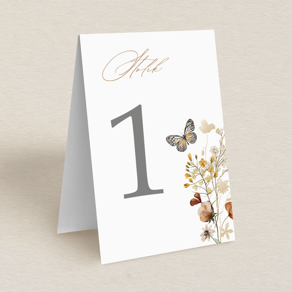 numery stolików rustykalne polne kwiaty