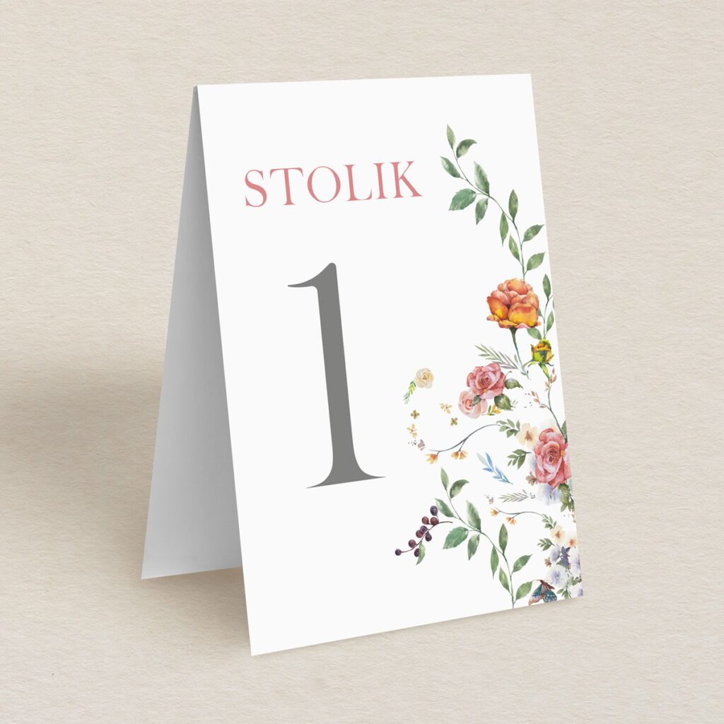 Numery stolika do zaproszeń minimalistyczne Delikatne wzór 1