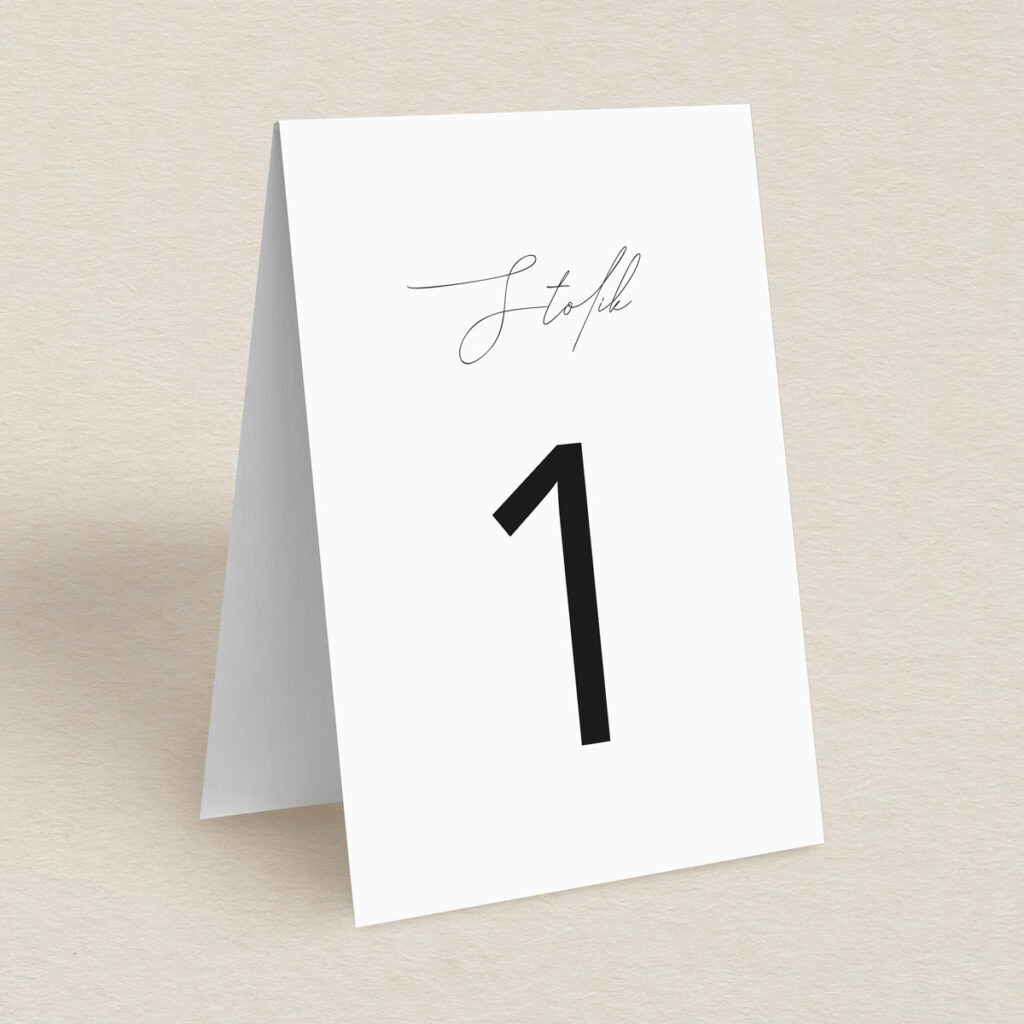 Numery stolika do zaproszeń minimalistyczne Delikatne wzór 2