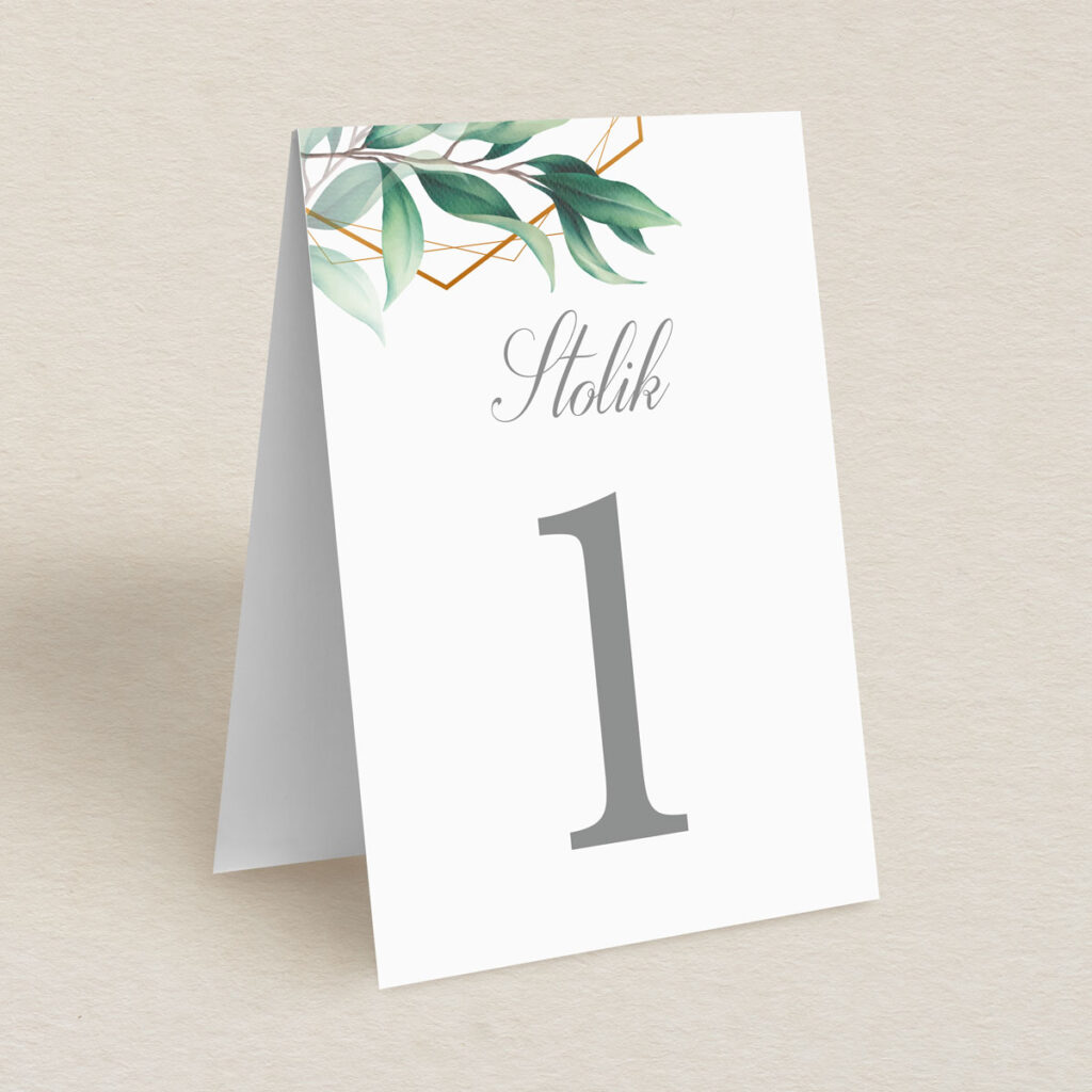 Numery stolika do zaproszeń Klasyczne z kwiatami wzór 3