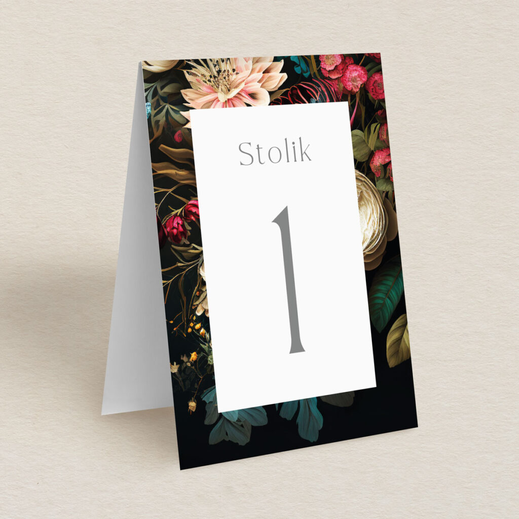 Numery stolika do zaproszeń eleganckie Leśne wzór 1