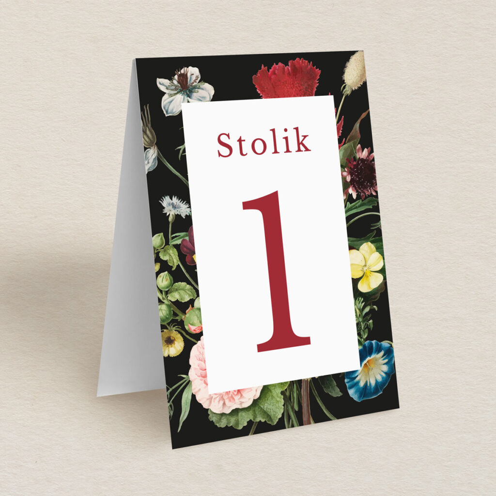 Numery stolika do zaproszeń eleganckie Leśne wzór 2