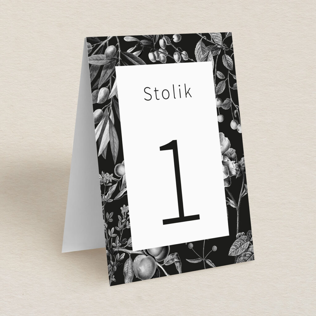 Numery stolika do zaproszeń eleganckie Leśne wzór 3