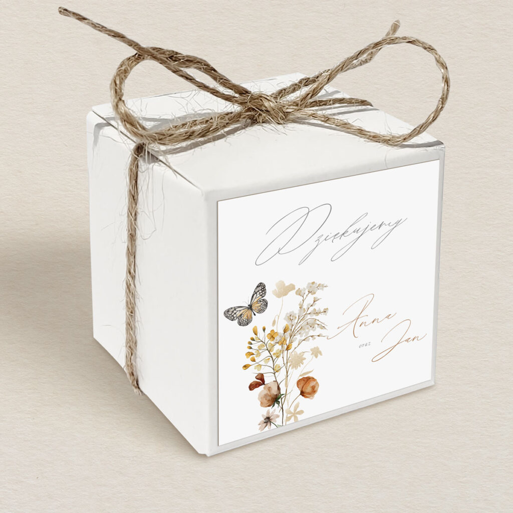 pudełeczko dla gości rustykalne polne kwiaty
