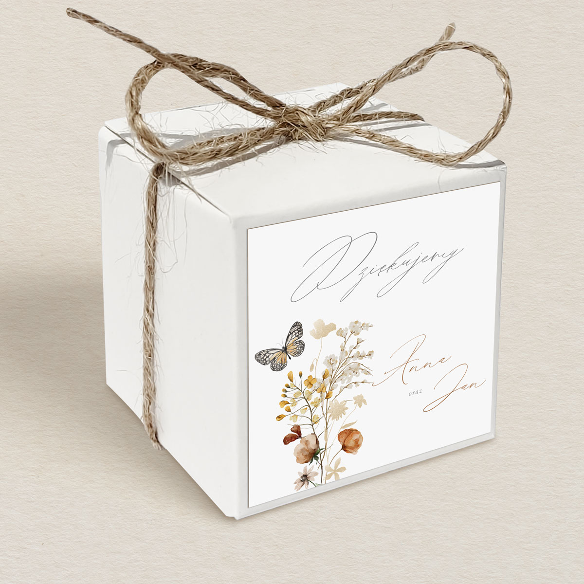 pudełeczko dla gości rustykalne polne kwiaty