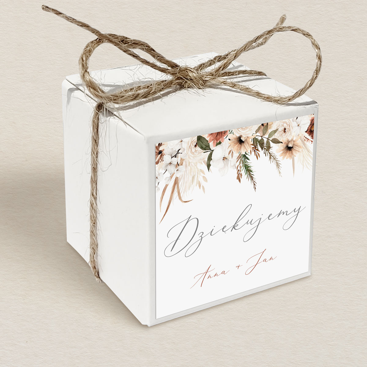 pudełeczko dla gości rustykalne polne kwiaty