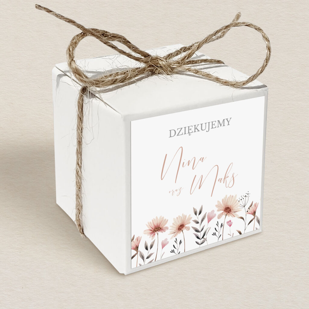 Pudełeczko upominkowe do zaproszeń eleganckie Polne kwiaty wzór 3