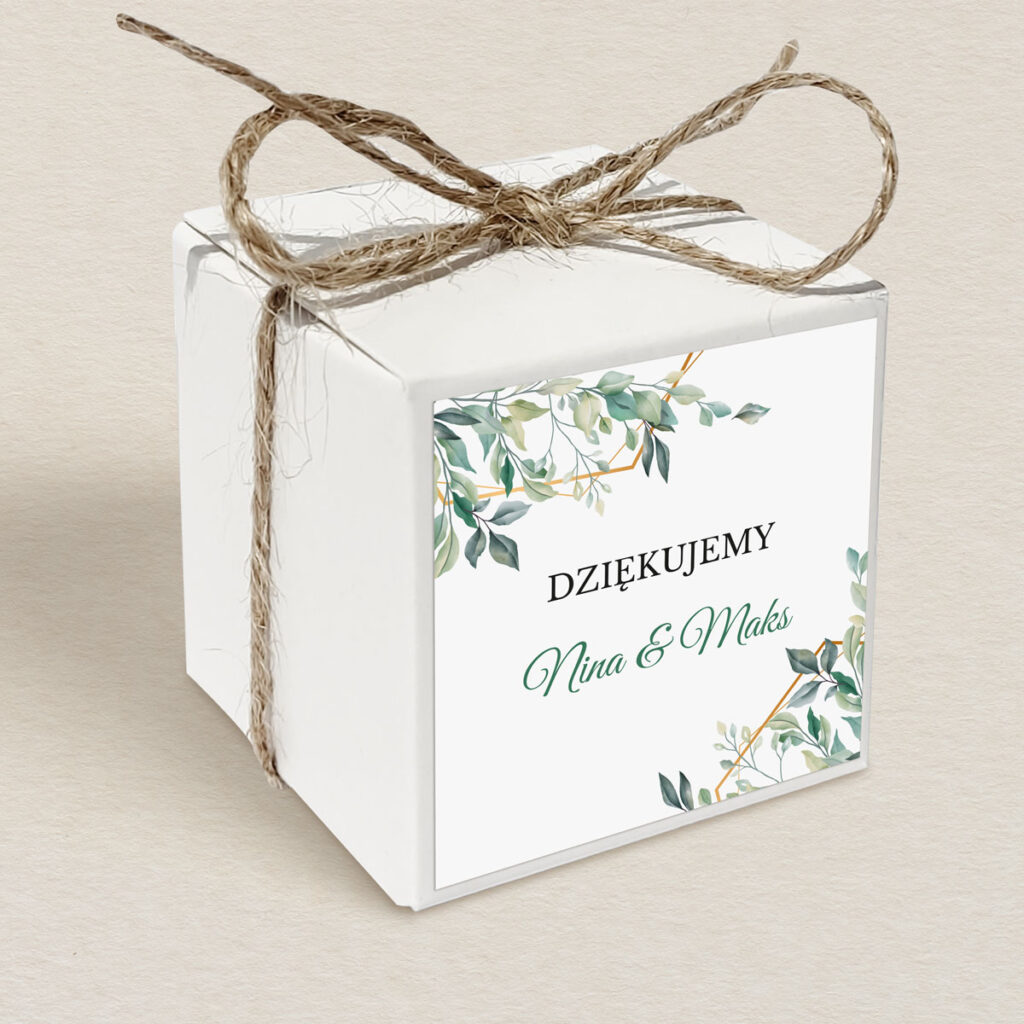 Pudełeczko upominkowe do zaproszeń Eleganckie ze złotem wzór 2