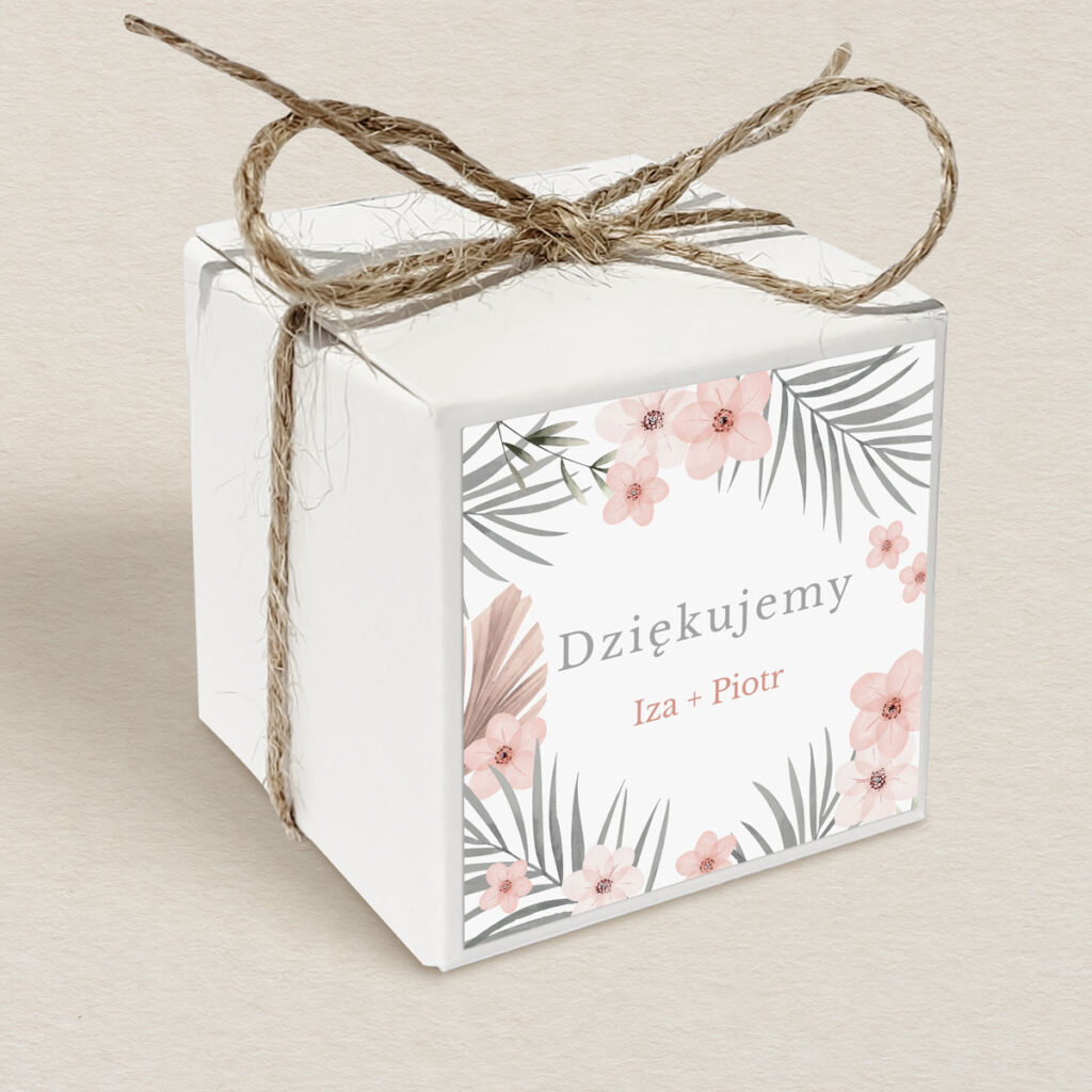 Pudełeczko upominkowe do zaproszeń Klasyczne z kwiatami wzór 1
