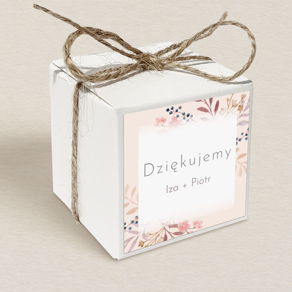 Pudełeczko upominkowe do zaproszeń Klasyczne z kwiatami wzór 4