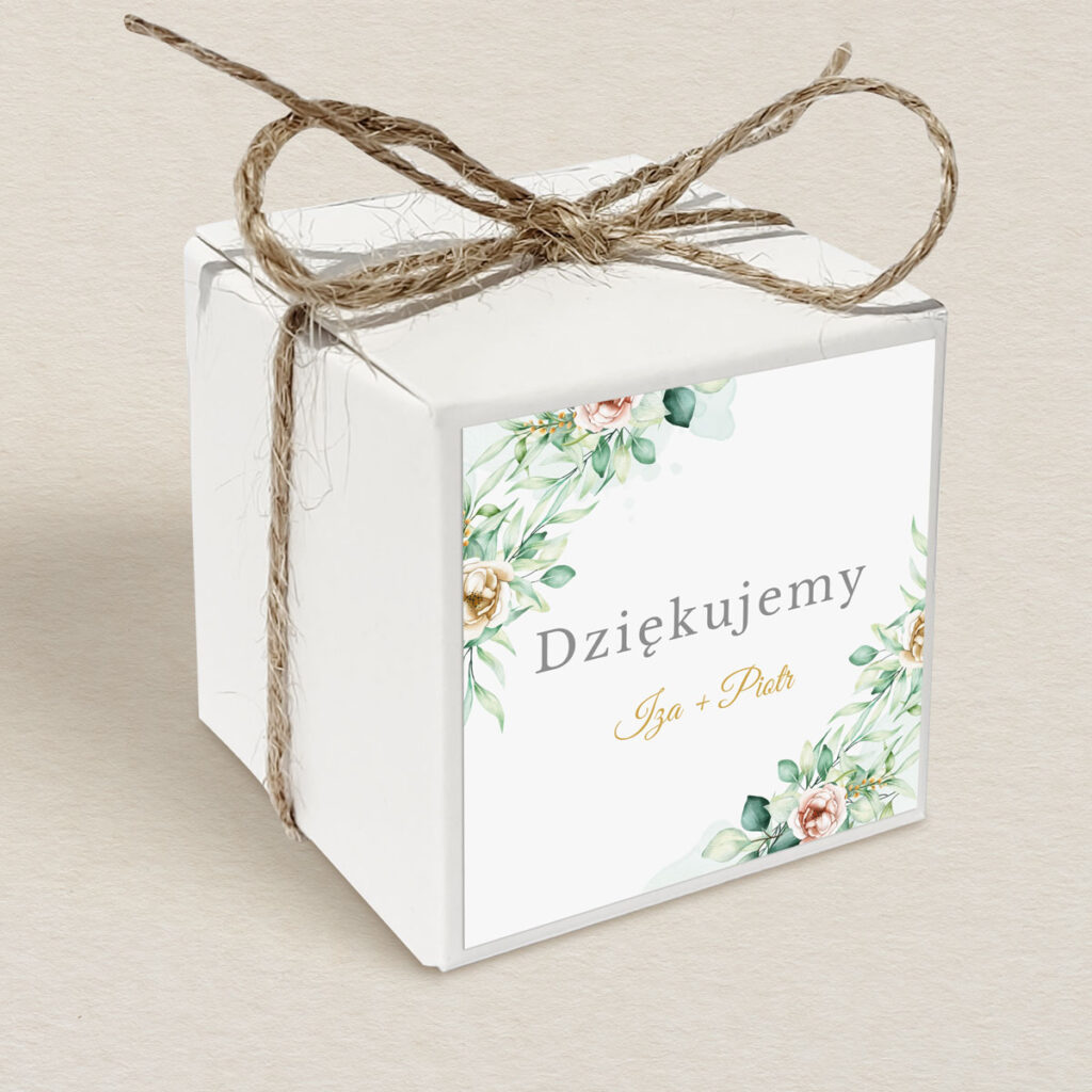 Pudełeczko upominkowe do zaproszeń Klasyczne z kwiatami wzór 5