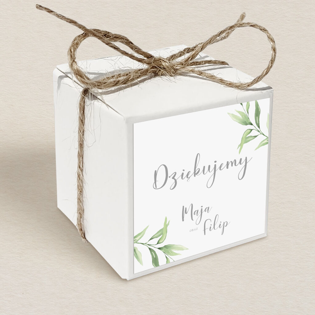 Pudełeczko upominkowe do zaproszeń Zielone gałązki wzór 1