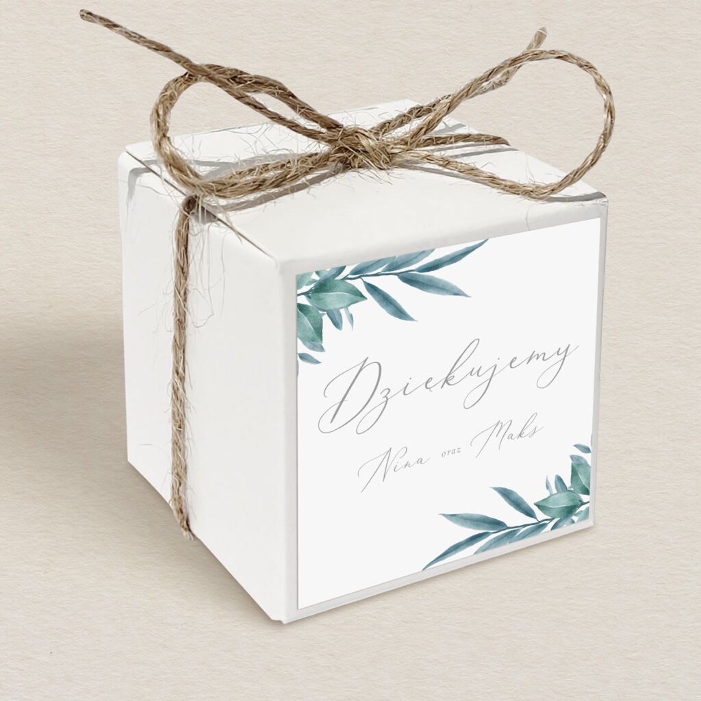 Pudełeczko upominkowe do zaproszeń Zielone gałązki wzór 2
