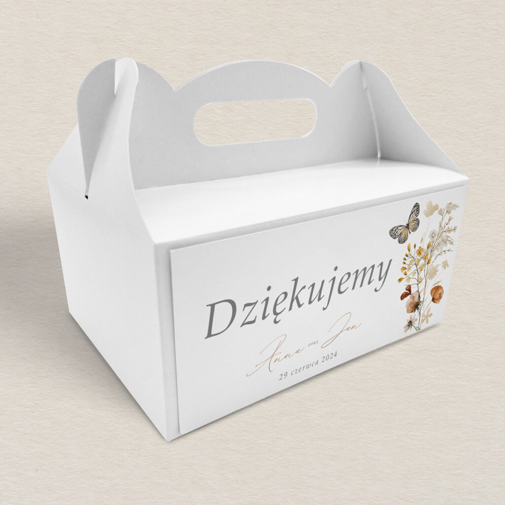 pudełko na ciasto rustykalne polne kwiaty