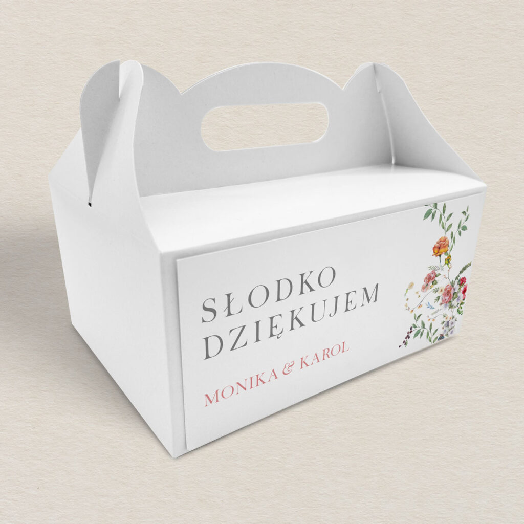 Pudełko na ciasto do zaproszeń minimalistyczne Delikatne wzór 1