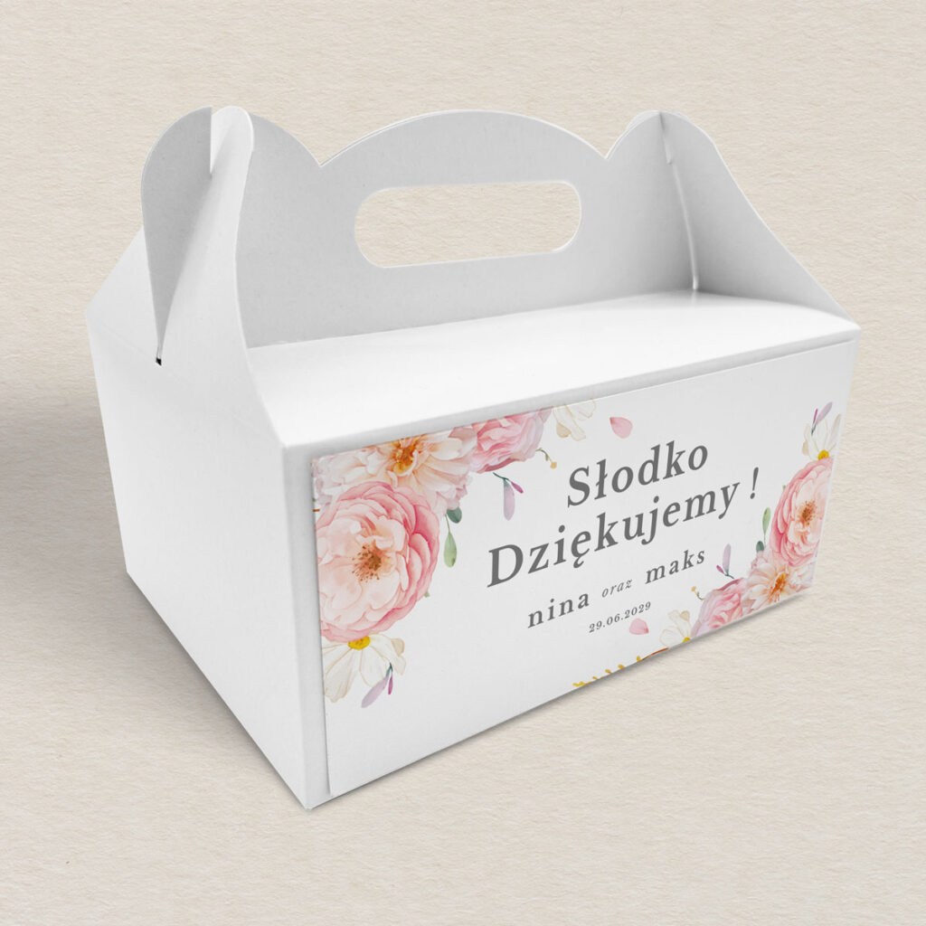 Pudełko na ciasto do zaproszeń eleganckie Polne kwiaty wzór 2