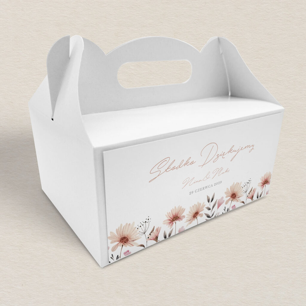 Pudełko na ciasto do zaproszeń eleganckie Polne kwiaty wzór 3