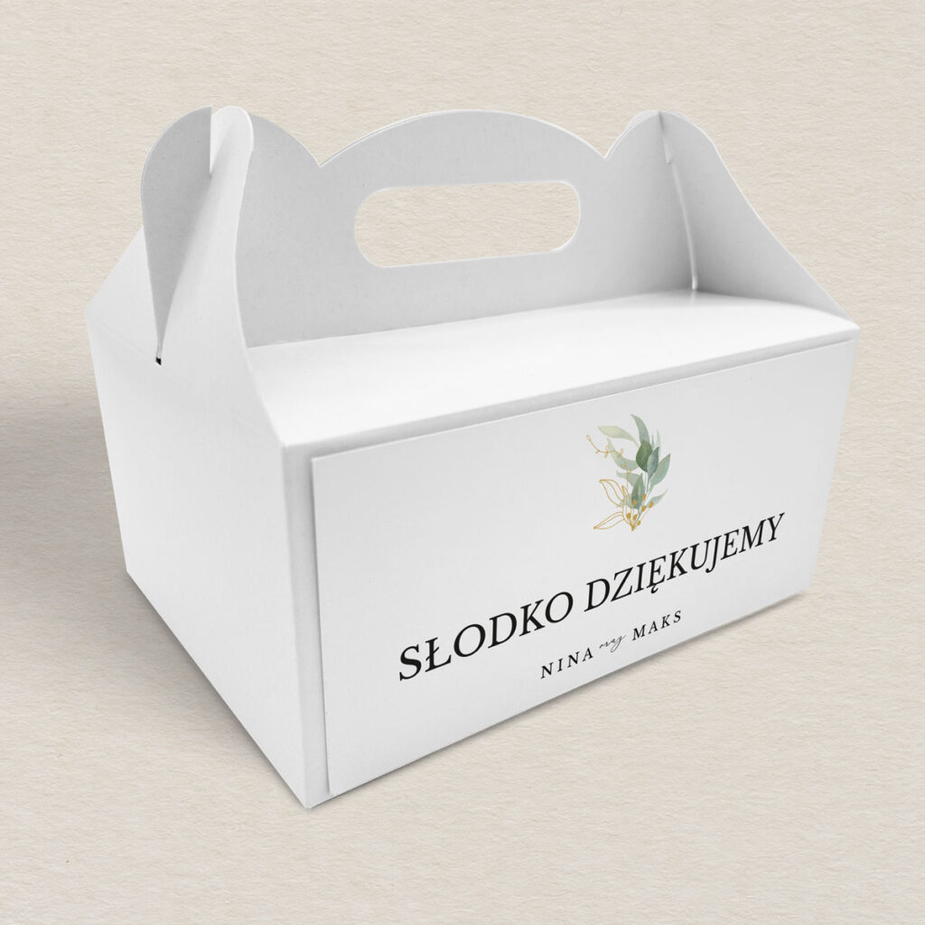 Pudełko na ciasto do zaproszeń Eleganckie ze złotem wzór 1