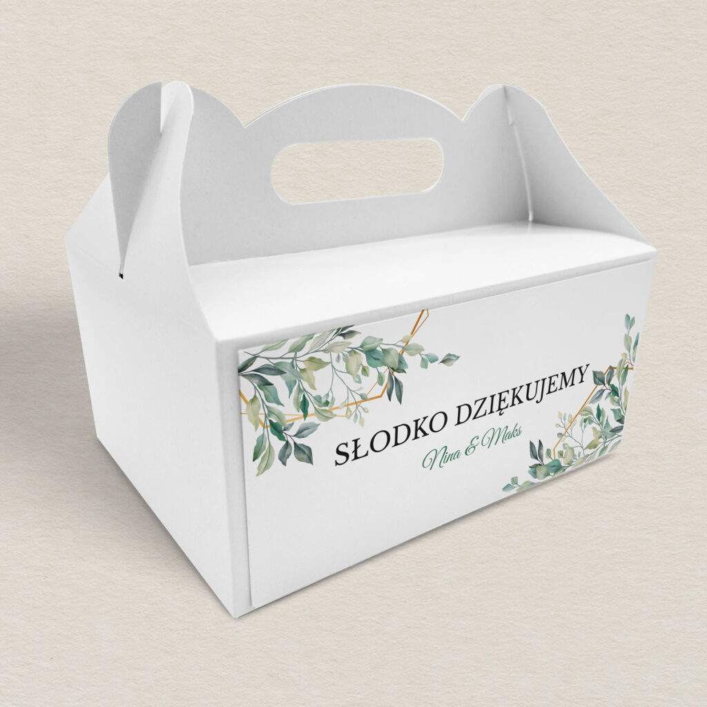 Pudełko na ciasto do zaproszeń Eleganckie ze złotem wzór 2