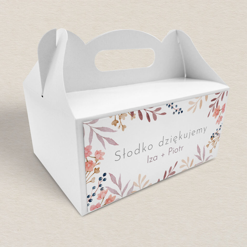 Pudełko na ciasto do zaproszeń Klasyczne z kwiatami wzór 4