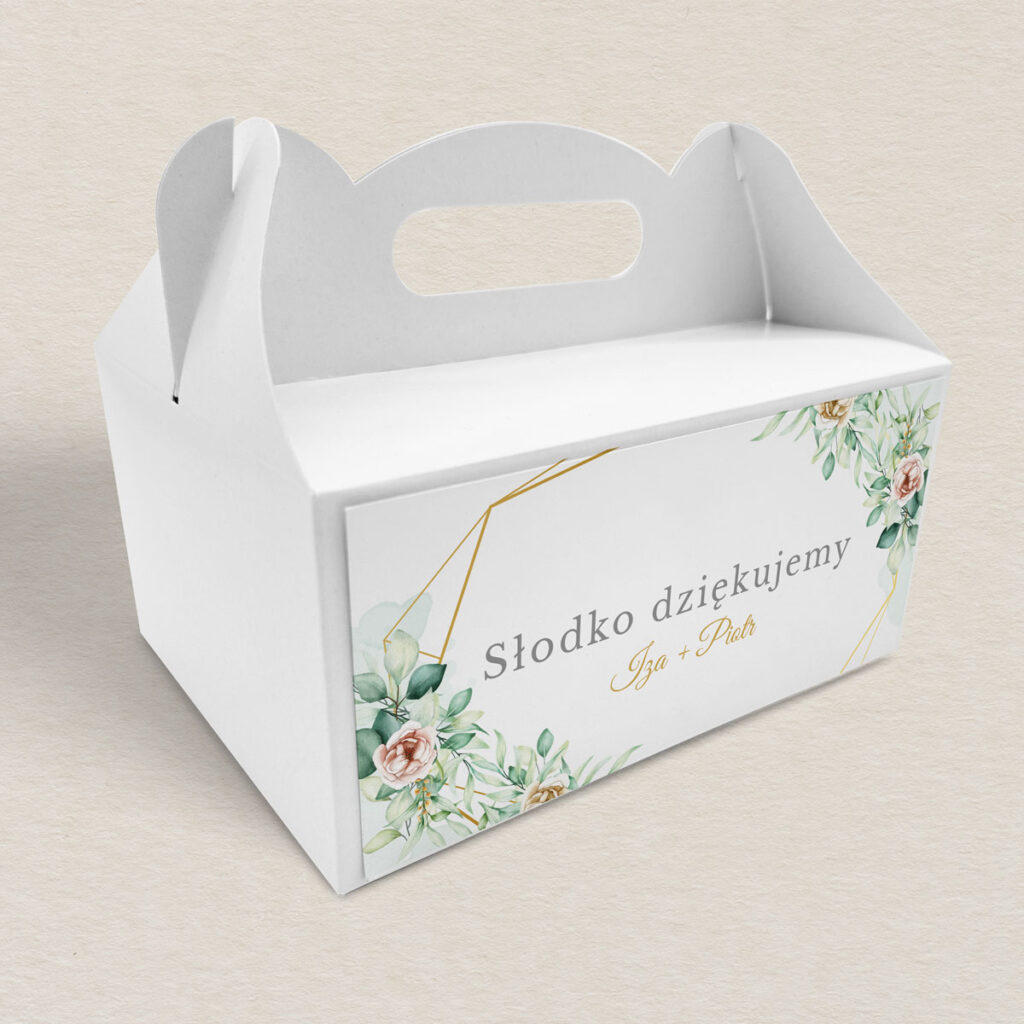 Pudełko na ciasto do zaproszeń Klasyczne z kwiatami wzór 5