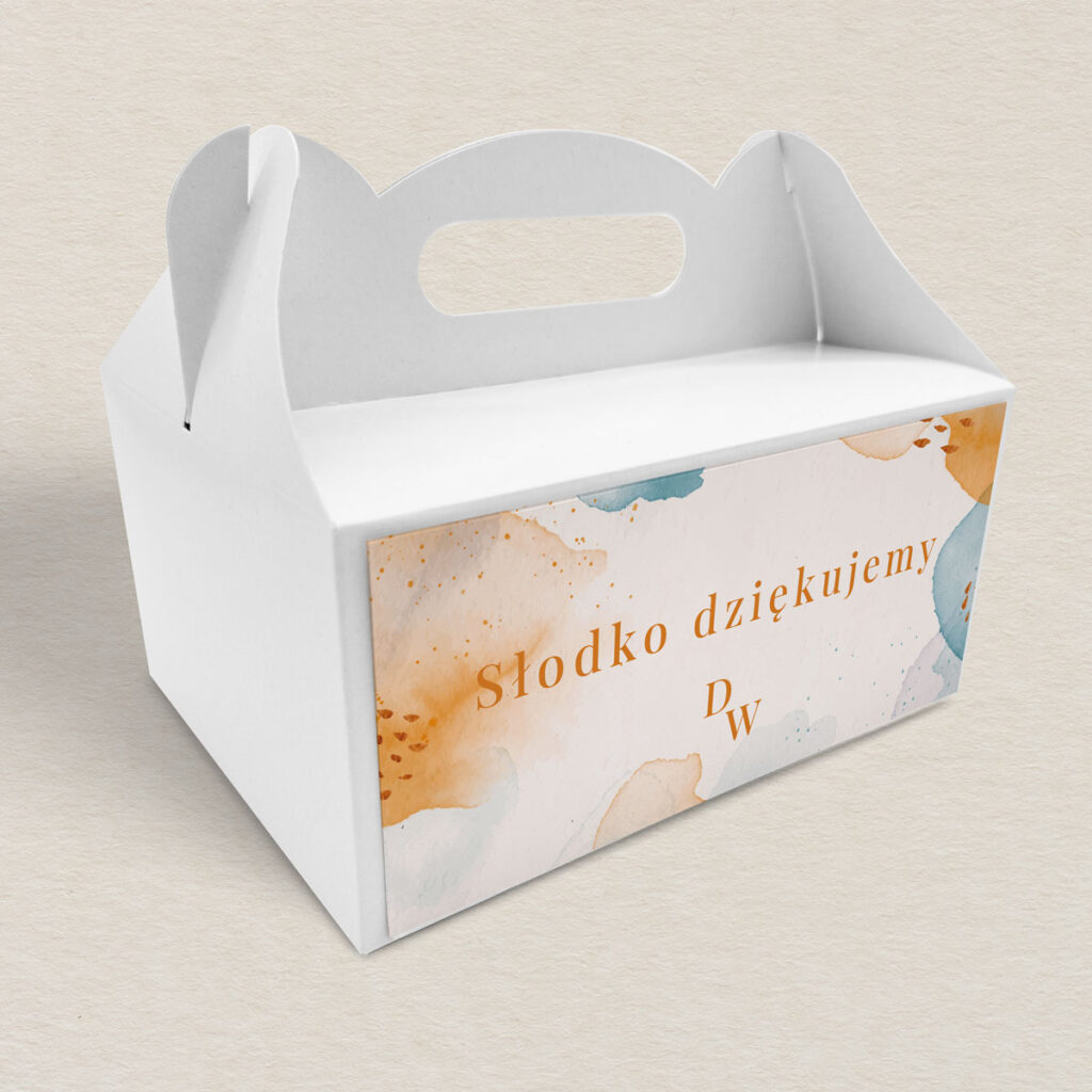 Pudełko na ciasto do zaproszeń elegancka Nowoczesna akwarela wzór 1