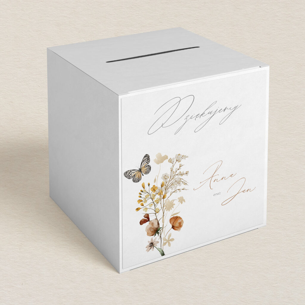 pudełko na koperty rustykalne polne kwiaty