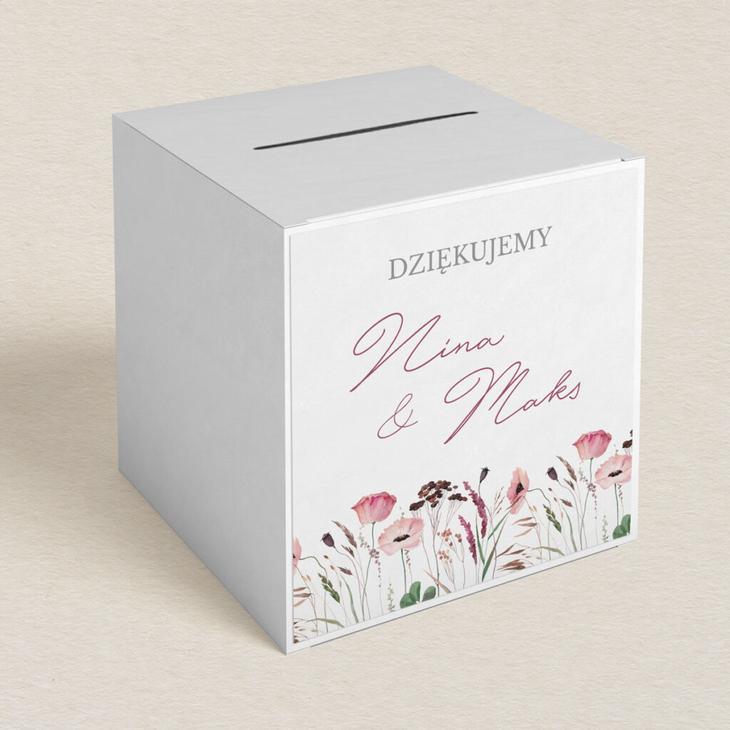 Pudełko na koperty do zaproszeń eleganckie Polne kwiaty wzór 1