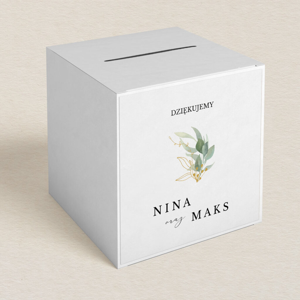 Pudełko na koperty do zaproszeń Eleganckie ze złotem wzór 1