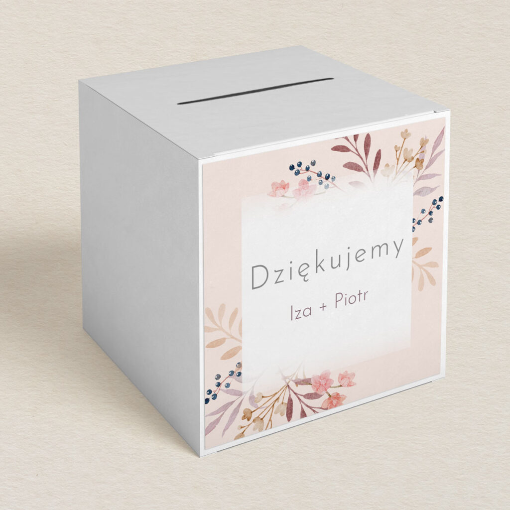Pudełko na koperty do zaproszeń Klasyczne z kwiatami wzór 4